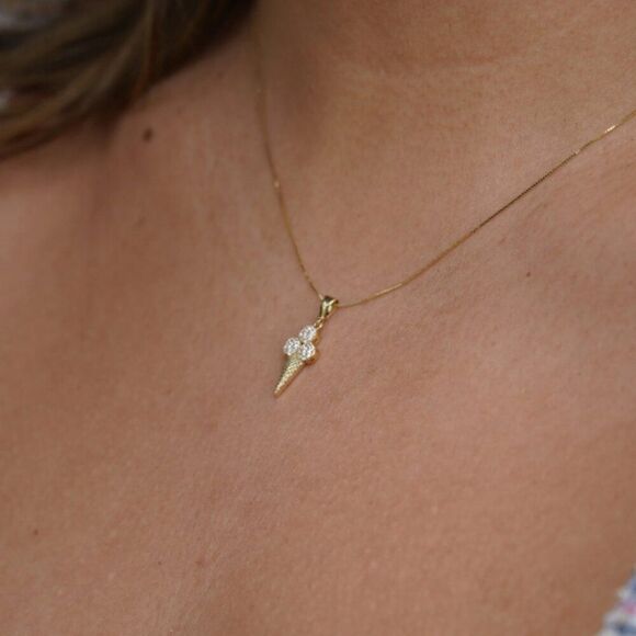 14K Solid Gold Ice Cream Charm | Modern Jewelry | Symbols of Celebration & Joy | - Picture 4 of 9